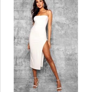 Boohoo White Midi Square Neck Dress (NEW WITH TAG)
